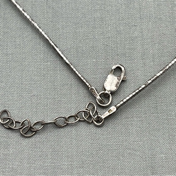 Italy 925 Sterling Necklace w/Spiny Oyster Shell & Turquoise Inlay Pendant - Picture 11 of 17